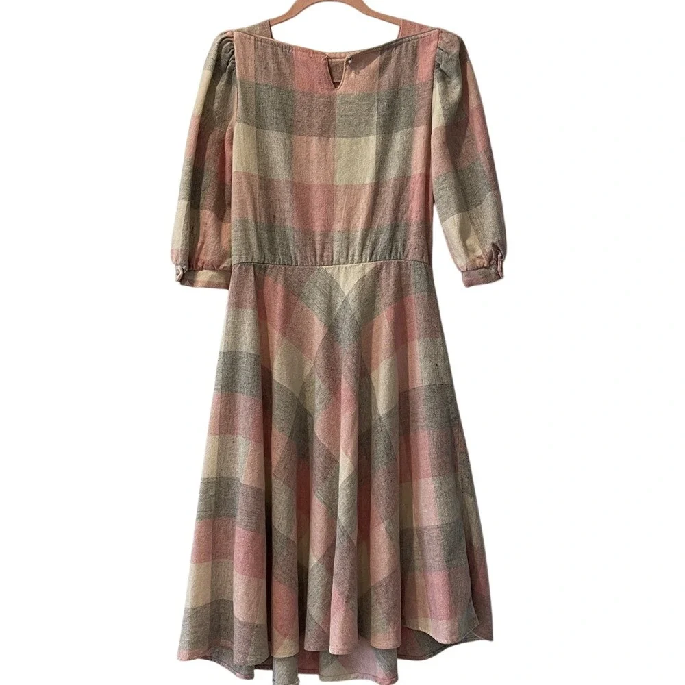Pea Patch New York Vintage Pink‎ plaid Dress XS Small